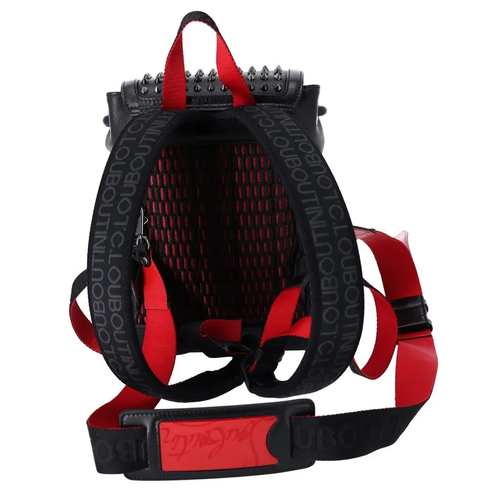 Christian Louboutin Explorer Funk Small Backpack 3215038 Black Red Calf Leather